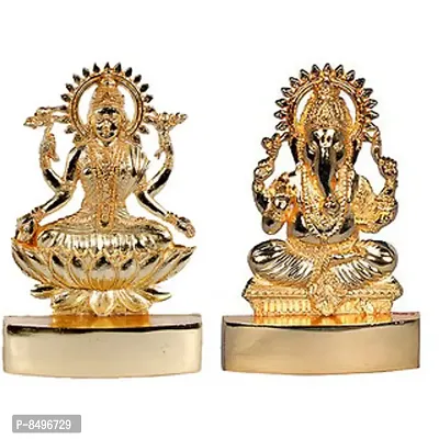 Golden Laxmi Ganesh ji for  diwali Pooja 2 inches x 2 inches-thumb0