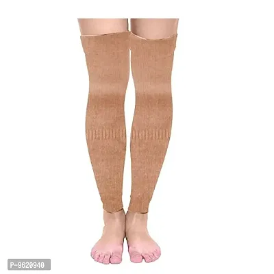 Cream Womens Woolen Knee Supporter  Leg Warmer-thumb0