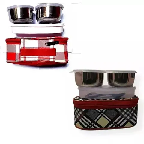 Buy 2 pcs Topware School combo Double Decker lunchbox(750ml) 3 Containers  Lunch Box with insulated bag Online In India At Discounted Prices