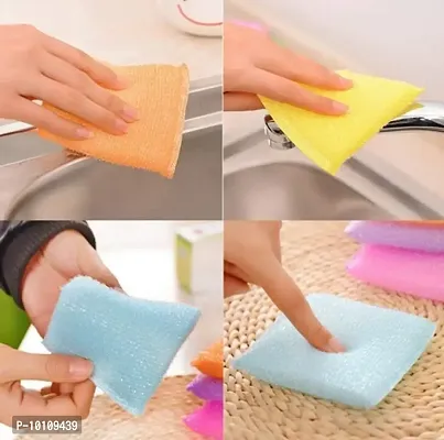 Set of (6) Glitter Non-Scratch Multi Colour Kitchen Utensil Scrubber Pad, Multi-Use  Foam Pad Sponge Scourer for Dish, Utensils All Type Washing, Heavy Duty Standard-thumb3