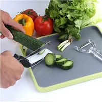 Clever Cutter- 2 in 1 Food Chopper Slicer Dicer Vegetable and Fruit Cutter Kitchen Scissors Knife Board - Transparent, Black-thumb2