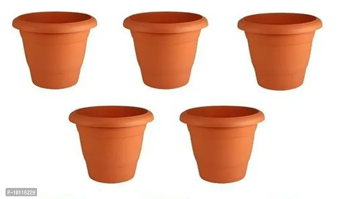 5 pieces Brown 4 inches Flower pot Plastic (small)-thumb0