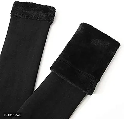 Black Women Men Warm Over Knee Winter Fleece Fur Leg Warmer-thumb2