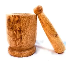 Believe in Quality Royals Wooden Okhali and Musal/Mortar and Pestle Set (Natural Brown , Small)-thumb3
