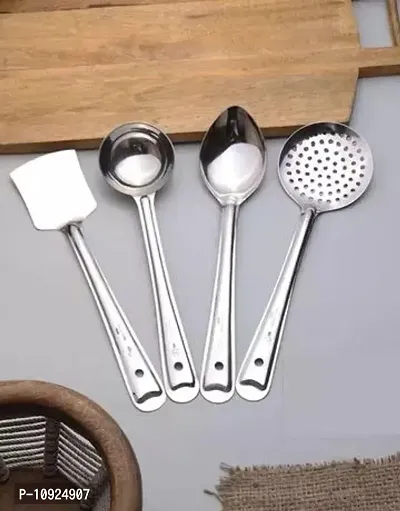 4 Steel Cooking spoons-thumb0