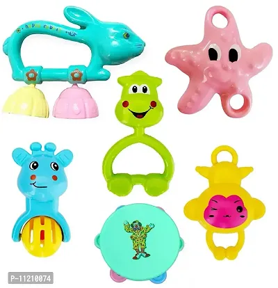 6 Pieces Rattle Toys for Set Toddlers Babies Infants New-Born 0-9 Months, Multicolor