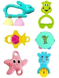 6 Pieces Rattle Toys for Set Toddlers Babies Infants New-Born 0-9 Months, Multicolor-thumb1