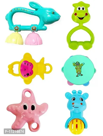 6 Pieces Rattle Toys for Set Toddlers Babies Infants New-Born 0-9 Months, Multicolor-thumb2