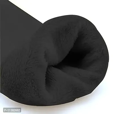 Black  Velvet Fur Soft Leg Warmer Knee Cap pad Cover High Socks for men and women (PACK OF 1 PAIR BLACK)-thumb2