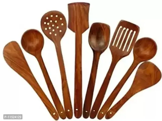 Set Of 8 Wooden Cooking Tools And Spatula Handmade-thumb0
