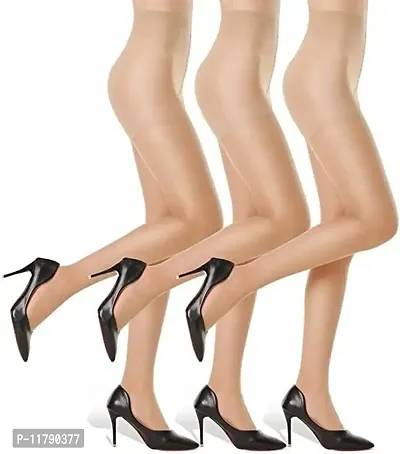 3 Pairs Cream  Womens Sheer Tights - Pantyhose Slim fit-thumb0