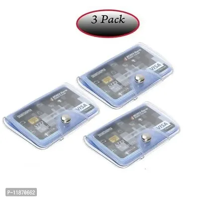 3 Pieces Transparent ATM/Visiting/Credit Card Holder/case,PAN/Business Card Case Holder, ID Card Holder Transparent Cover-thumb0