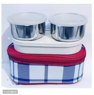 Top Ware Office Zipper Pouch Lunchbox 3 Containers Mix Color Bag Tiffin