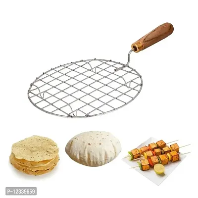 Papad Jali, Paneer Grill, Roti Maker, Barbeque Jali Roaster Chapati Toast Grill Wooden Handle Vegetable tandoor net , Baigan Bharta-thumb4