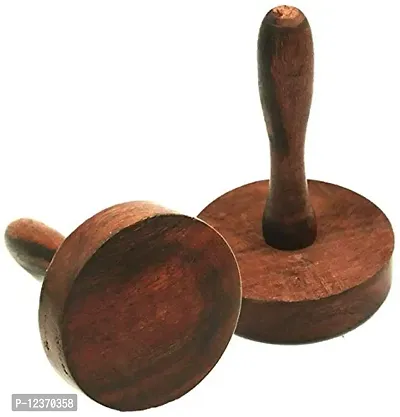 Set of 2 Wooden Handmade Kitchen Tool Masher Presser Paratha Sekhni-thumb0
