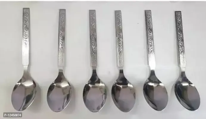 6 pcs Steel Spoons dinning table kitchenware used-thumb0