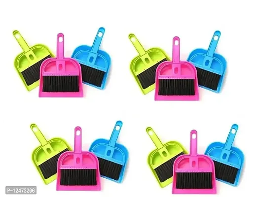 12 Mini Dustpan and Brush  Supdi with Brush Broom Set for Multipurpose Cleaning Drawer Cleaner, Laptops, Keyboards, Dining Table, Car Seats, Carpets-thumb0