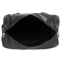 Black PU Leather Gym Duffel Bag Shoulder Gym Bag with Side Compartments for Men, Women, Boys  Girls-thumb4