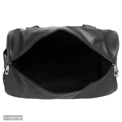 Black PU Leather Gym Duffel Bag Shoulder Gym Bag with Side Compartments for Men, Women, Boys  Girls-thumb5