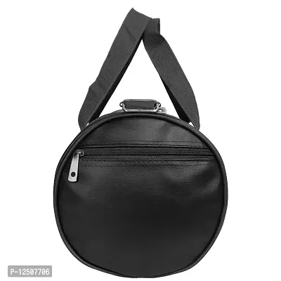 Black PU Leather Gym Duffel Bag Shoulder Gym Bag with Side Compartments for Men, Women, Boys  Girls-thumb2