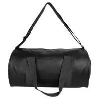 Black PU Leather Gym Duffel Bag Shoulder Gym Bag with Side Compartments for Men, Women, Boys  Girls-thumb2