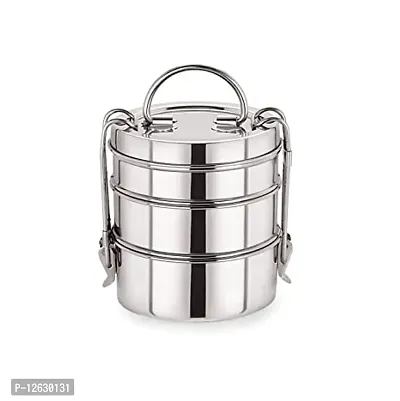 7 X 3 Executive Clipper Stainless Steel Tiffin Box Set 3 Container-thumb0
