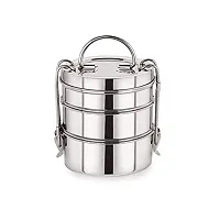 7 x 3 Clip Tiffin Steel for Kids  Three Tier Compartment Lunch Box/Food Container Best Selling-thumb1