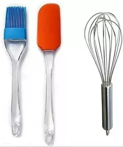 Tiaara Silicon basting Spatula n Pastry Brush Stainless Steel Whisk