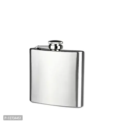 Flask for Liquor - Leak Proof 18 8 Stainless Steel Pocket Hip Flask for Discrete Shot Drinking of Alcohol, Whiskey, Rum and Vodka  Gift for Men (180 ml, Silver)-thumb0