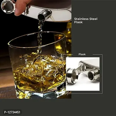 Flask for Liquor - Leak Proof 18 8 Stainless Steel Pocket Hip Flask for Discrete Shot Drinking of Alcohol, Whiskey, Rum and Vodka  Gift for Men (180 ml, Silver)-thumb3