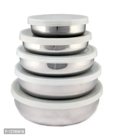 Set of 5 Stainless Steel Made Lid Bowl  multipurpose for storing fruits ,namkeen ladoo-thumb0