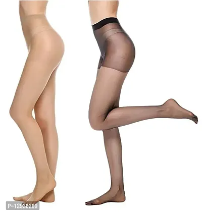 (Pack of 2) Girls Skin   Black Waist High Stocking New Soft Stretch PantyHose Fashion Tights