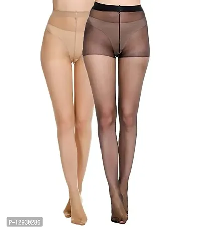 (Pack of 2) Womens Skin and  Black  Stocking New Soft Stretch PantyHose Fashion Tights