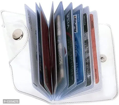 B Card Case/Card Holder/Card Pouch with 10 Card Slots (Assorted) transparent button atm-thumb2