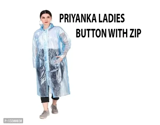 Priyanka  Ladies Button with zip  Long Raincoat Mix color