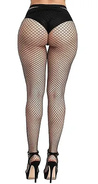 Pack of 2 Pcs Womens High Waist Nylon Fishnet Lingerie Stockings Pantyhose (Black, Free Size,)-thumb2