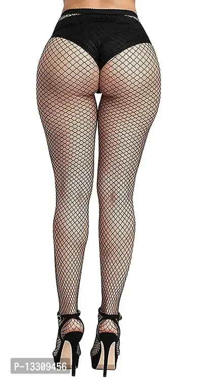 Pack of 2 Pcs Womens High Waist Nylon Fishnet Lingerie Stockings Pantyhose (Black, Free Size,)-thumb3