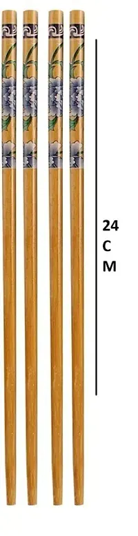(Pack of 2 Pairs) Hichaki Natural Bamboo Chopsticks Reusable, Lightweight Wooden Chopsticks, 24CM L-thumb1