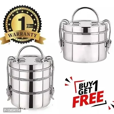 Combo High quality Kids 7 x  3 Tier and 7 x  2 Tier (Pack of 2)Stainless Steel Lunch Tiffin Box