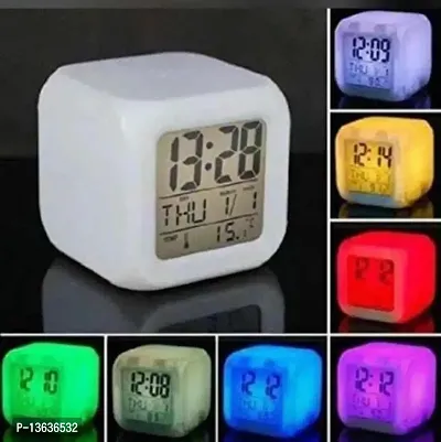 Digital Alarm Clock with Date, Time Travel 7 Colour Changing LED ,-thumb0