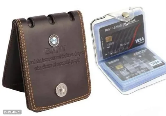 Combo of BMW Wallet and Transparent Button ATM Cardholder