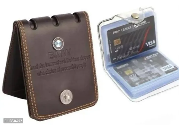 Combo of BMW purse and Transparent Button ATM Cardholder