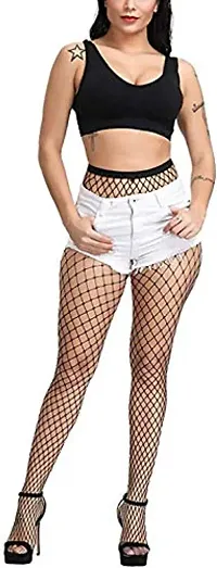 Fishnet Stockings for Women Black Net Pattern-(Freesize)-thumb2