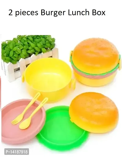 2 pieces Burger Shape Lunch Box for Kids - Combo Set - Tiffin Box, Lunch Box-thumb0