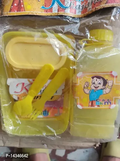 Kids Plastic  Lunch box with water bottle-thumb0