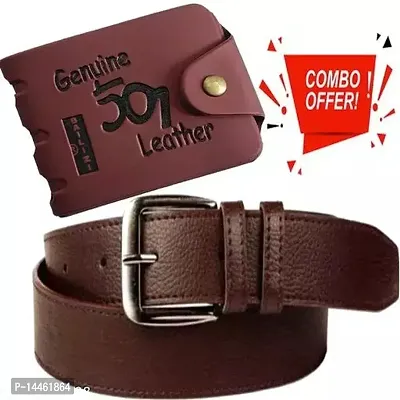 Combo Of Brown  Belt and Wallet