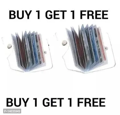 2 pieces Plastic Transparent Card Holder, Heavy Duty PVC Plastic Material 10 Clear Pockets-thumb0