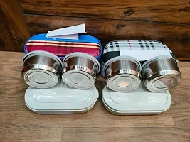2 Pieces Bag Tiffin With 2 Steel Containers And 1 Plastic Container For Chapati-thumb1
