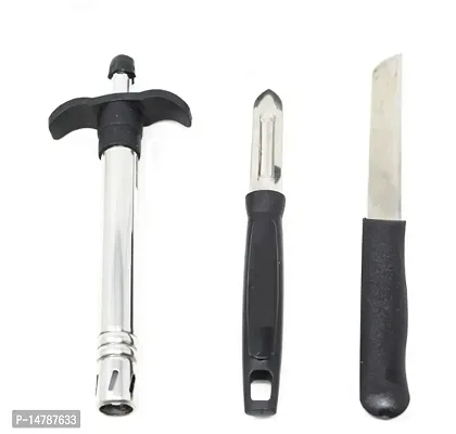Combo of Gas lighter ,Peeler and knife (assorted color)