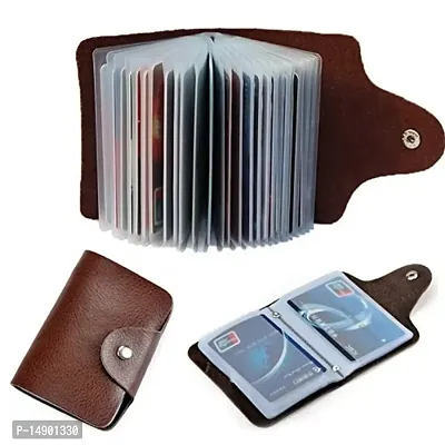 3 Pieces Best Selling Brown  Button Credit Card Holder Business Card Holder ATM Card Holder for Men  Women-thumb0